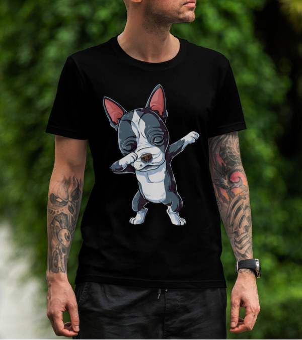 Dabbing Boston Terrier Boys Kids Dog Lover Dab T-Shirt