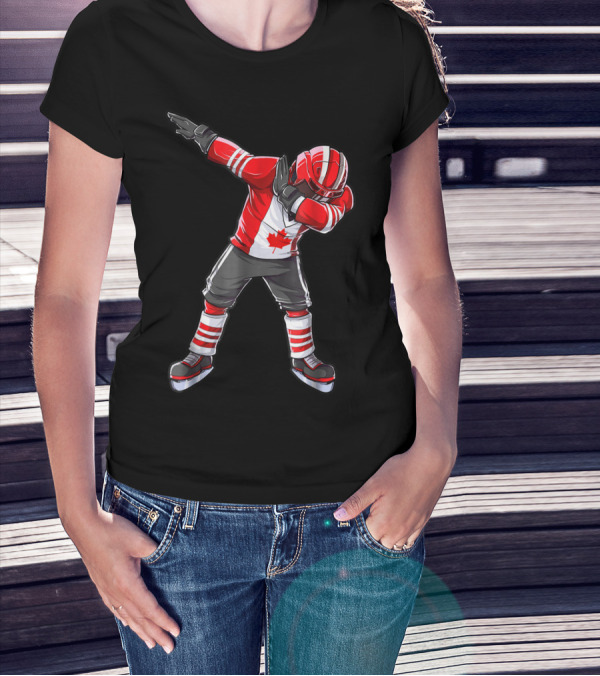 Dabbing Canada Flag Hockey Squad Boys Men Ice2 T-Shirt