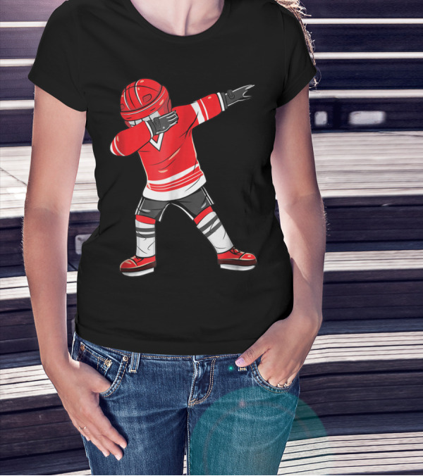 Dabbing Ice Hockey Funny Dab Squad Red Jersey T-Shirt