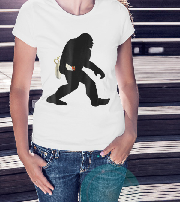 Funny Bigfoot Carrying Chicken Boys Sasquatch T-Shirt
