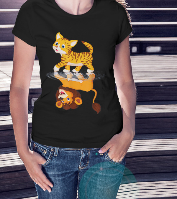 Funny Cat Lover Bengal Cat Reflection As Bengal Tiger T-Shirt