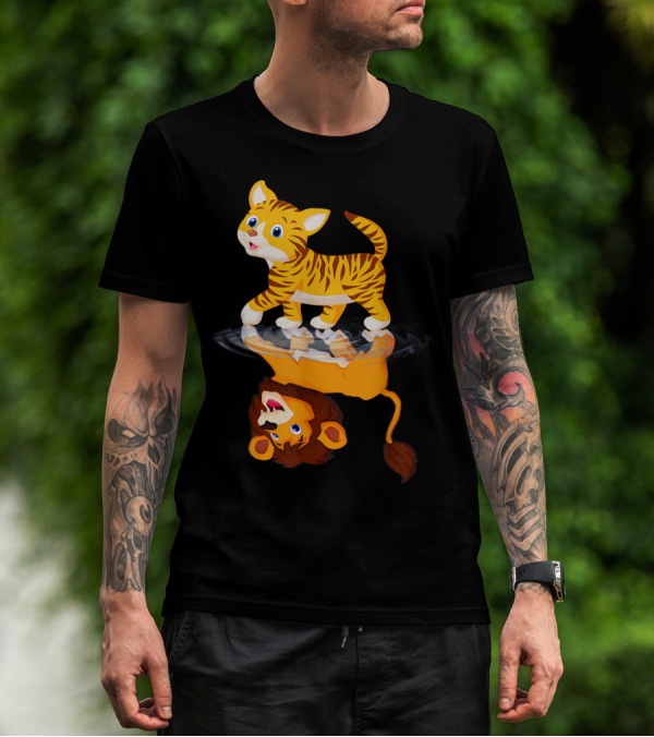 Funny Cat Lover Bengal Cat Reflection As Bengal Tiger T-Shirt