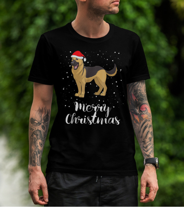 Merry Christmas German Shepherd Family Santa Hat T-Shirt