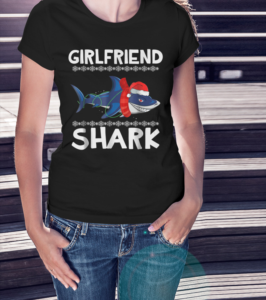 Girlfriend Shark Ugly Christmas Family Holiday T-Shirt