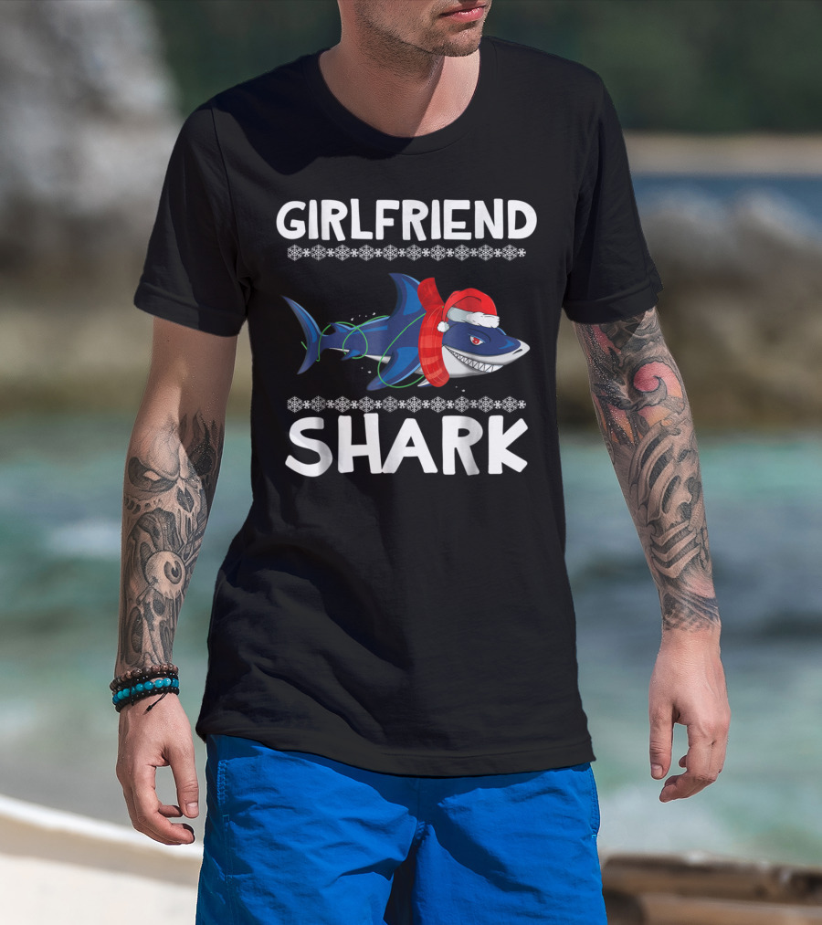 Girlfriend Shark Ugly Christmas Family Holiday T-Shirt