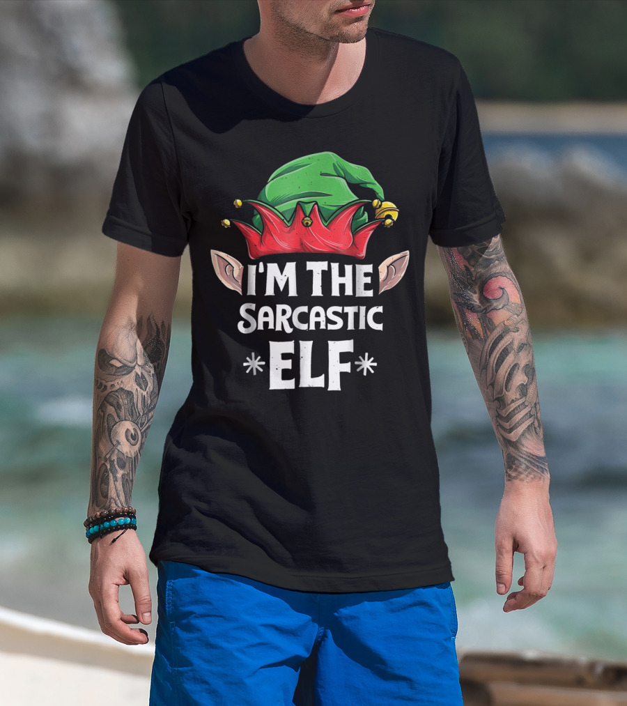 I'm The Sarcastic Elf Christmas Family Matching Hat And Ears T-Shirt
