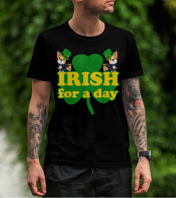 Irish For A Day Shamrock Pembroke Welsh Corgi T-Shirt