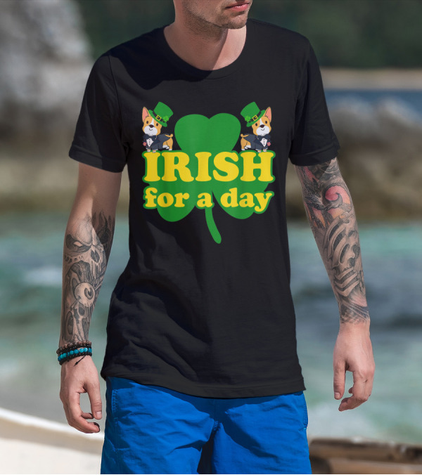 Irish For A Day Shamrock Pembroke Welsh Corgi T-Shirt