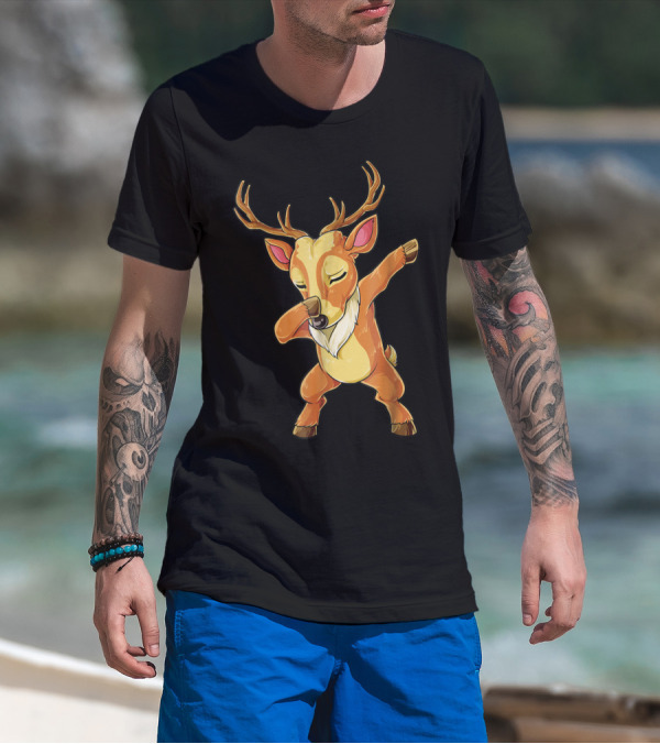 Christmas Reindeer Dabbing Boys Fun T-Shirt