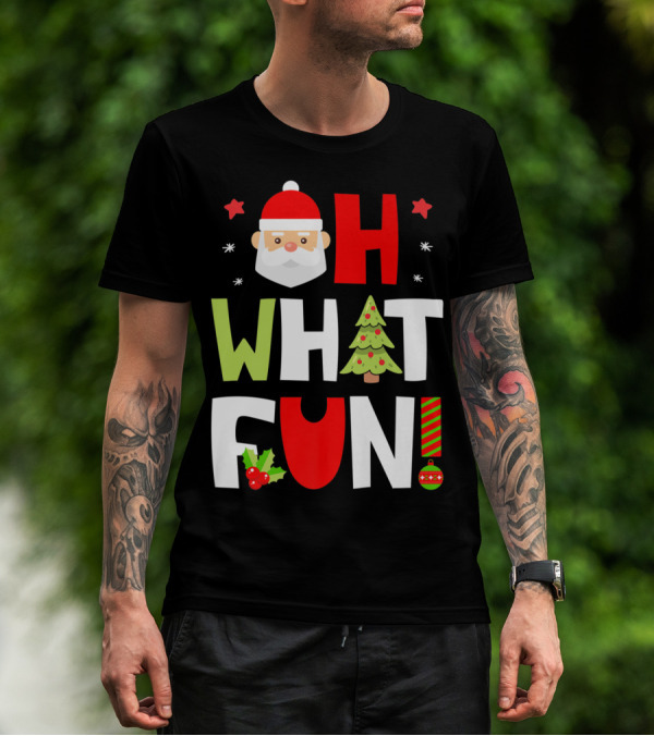 Christmas Kids Boys Oh What Fun Santa Xmas Tree T-Shirt