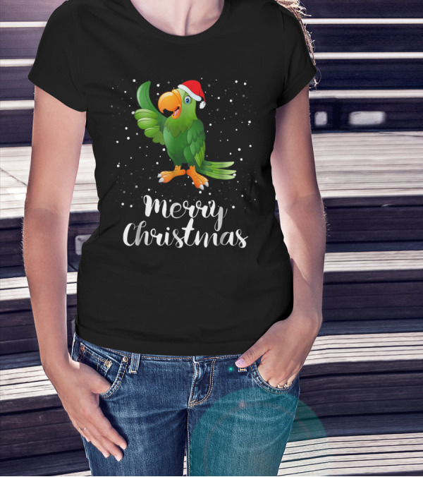 Merry Christmas Parrot Funny Matching Family Group T-Shirt