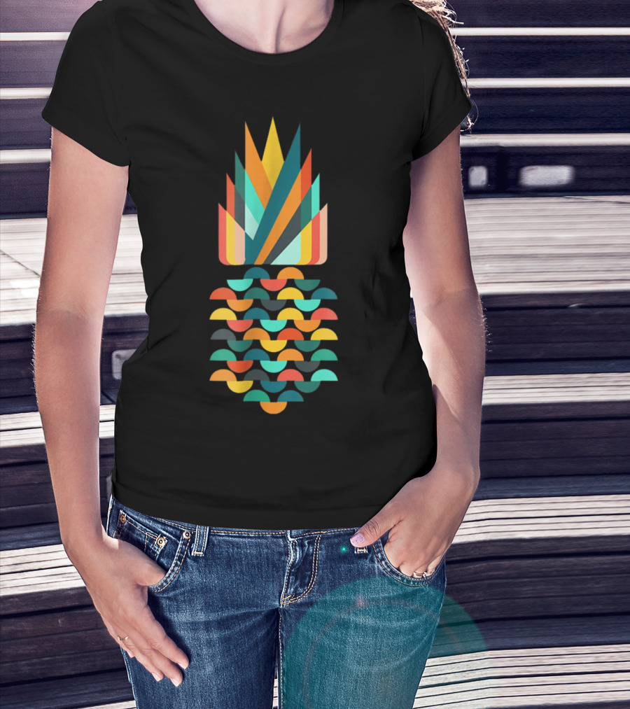 Pineapple Aloha Hawaiian Low Poly Geometric Multicolor T-Shirt