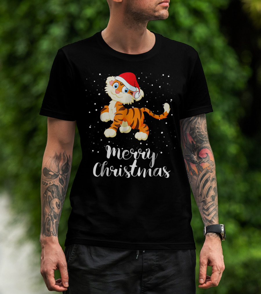 Merry Christmas Tiger Funny Christmas Matching Family Group T-Shirt