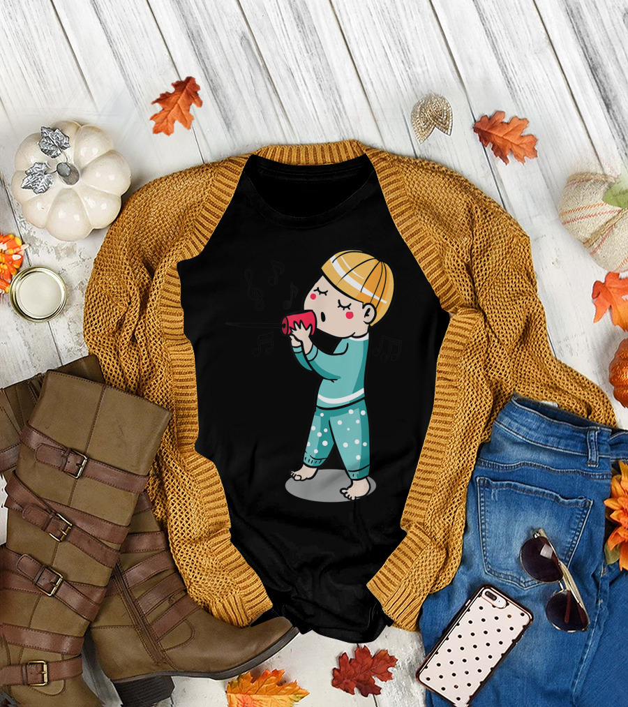 Valentines Couples Boy Her Him Girls Singing Music Notes T-Shirt