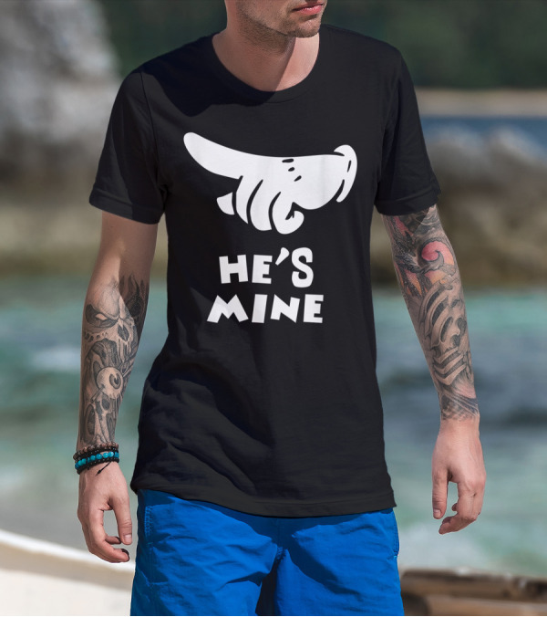 Valentines Day He's Mine Couples Hand Design 15 T-Shirt