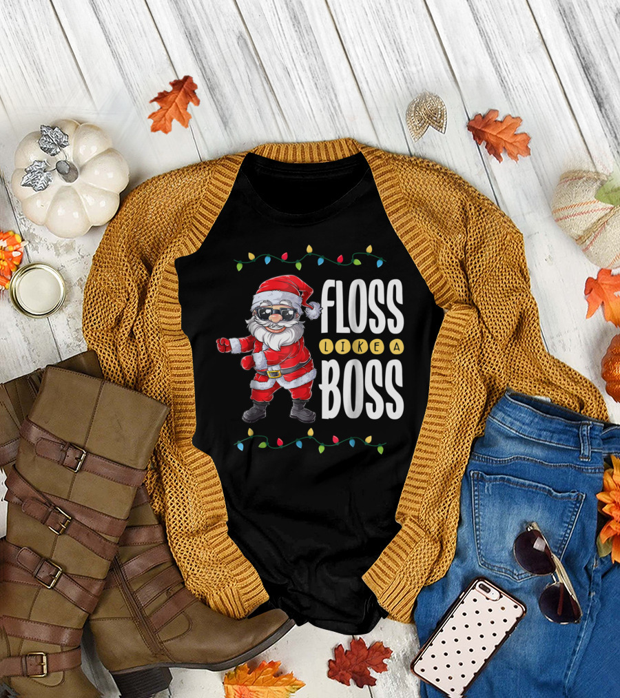 Christmas Santa Floss Like A Boss Flossing 8 Dance Lights T-Shirt