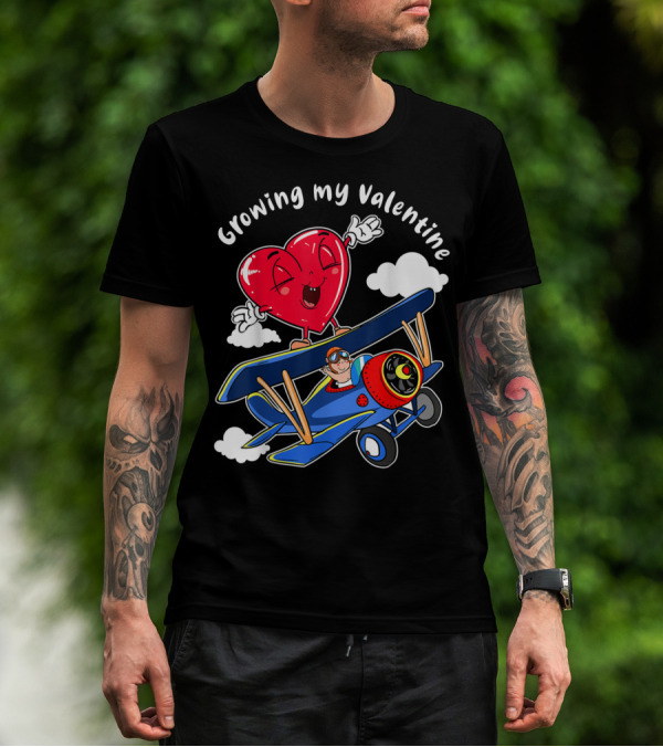 Growing My Valentine Cute Airplane Heart7 For Child Baby T-Shirt