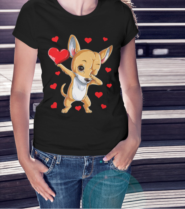 Dabbing Chihuahua Valentines Day Dog Lover Heart Boys4 T-Shirt