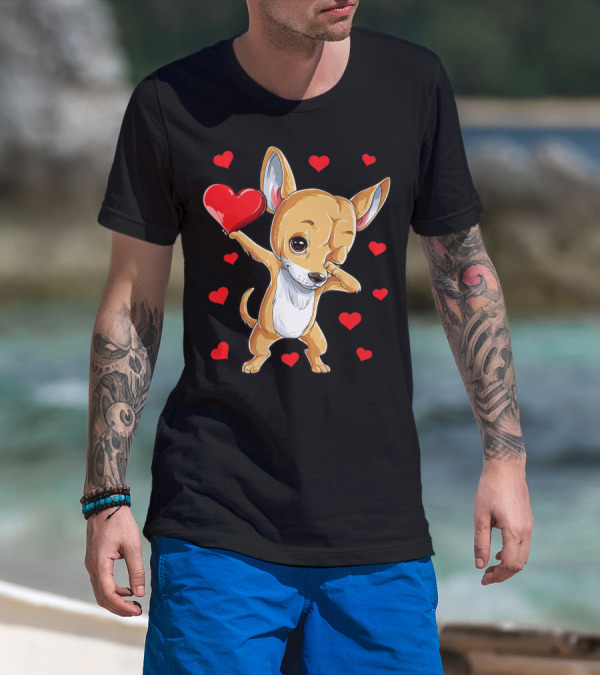 Dabbing Chihuahua Valentines Day Dog Lover Heart Boys4 T-Shirt