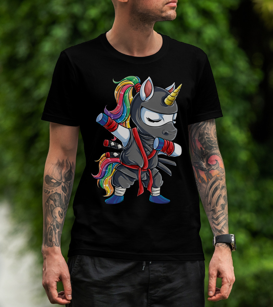 Dabbing Ninja Unicorn Rainbow Martial Arts Women T-Shirt