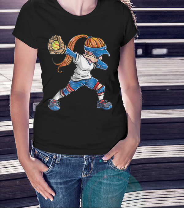 Dabbing Softball Girl Catcher Pitcher Women Dab T-Shirt