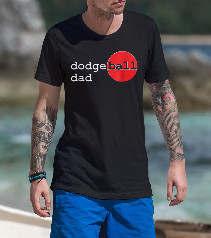 Dodgeball Dad Father Dodge Ball Parent Red Ball T-Shirt