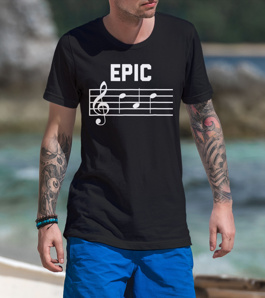 Epic Dad Musician Fathers Musical Notes Clef Melody T-Shirt