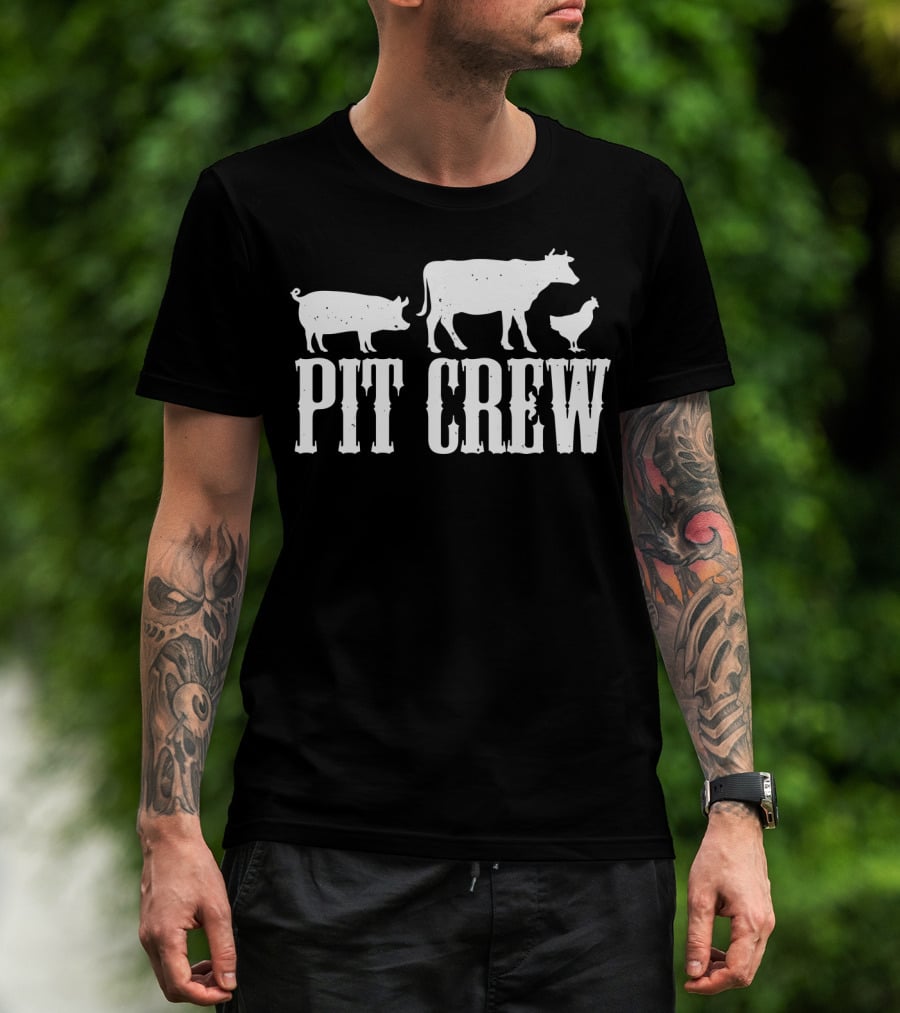 Funny BBQ Smoker Father Dad Grill Pit Crew Back Print43 T-Shirt