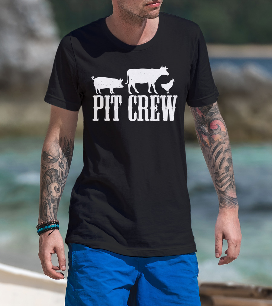 Funny BBQ Smoker Father Dad Grill Pit Crew Back Print43 T-Shirt