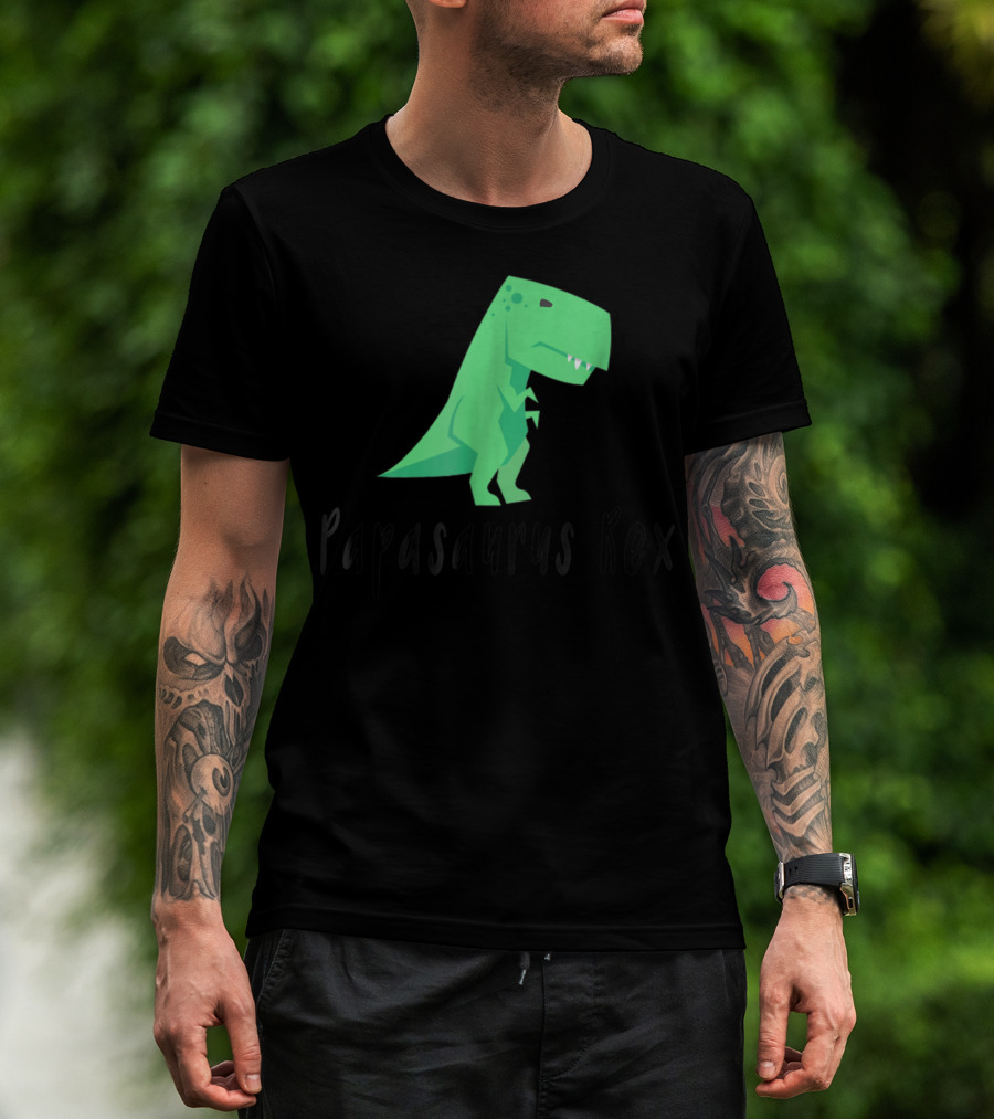 Papasaurus Rex Cute Dinosaur Dad Funny T-Shirt