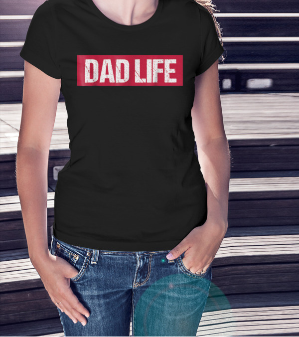 Mens Dad Life Red Block Text T-Shirt