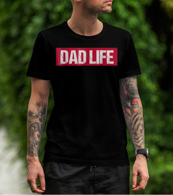 Mens Dad Life Red Block Text T-Shirt