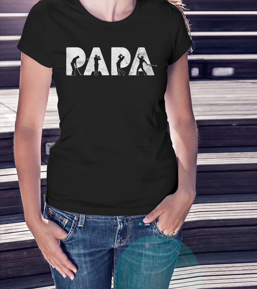 Papa Golf Silhouette Design For Men's Funny Dad T-Shirt