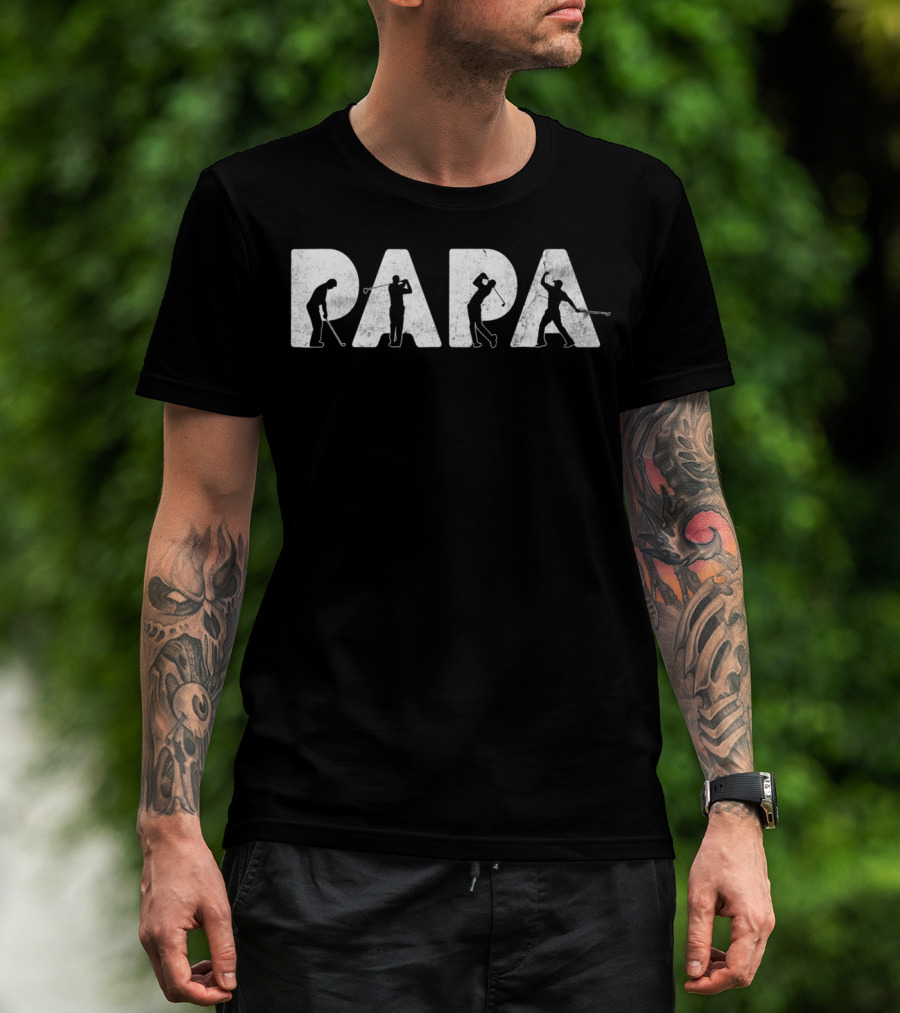 Papa Golf Silhouette Design For Men's Funny Dad T-Shirt