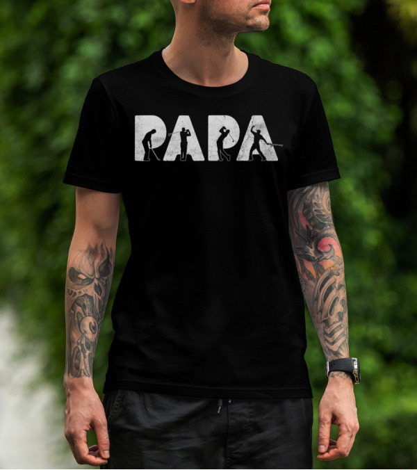 Papa Golf Silhouette Design For Men's Funny Dad T-Shirt