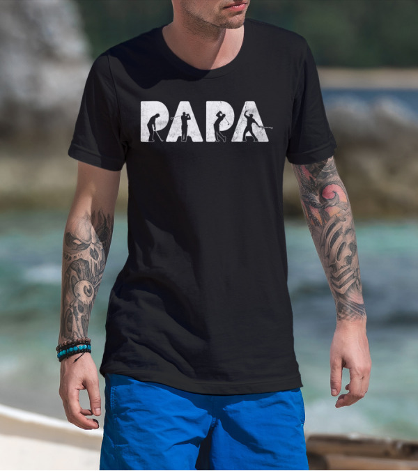 Papa Golf Silhouette Design For Men's Funny Dad T-Shirt