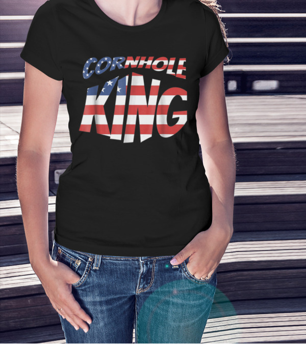 4th Of July Cornhole King American Flag Theme Men's Bean Bag Toss Game T-Shirt