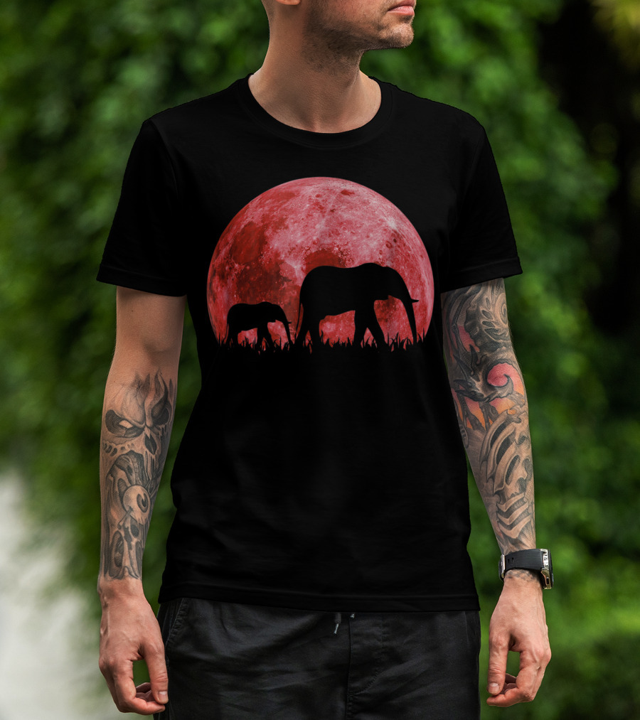 Africa Elephant Moon Safari Animal Map Dad Te42 T-Shirt