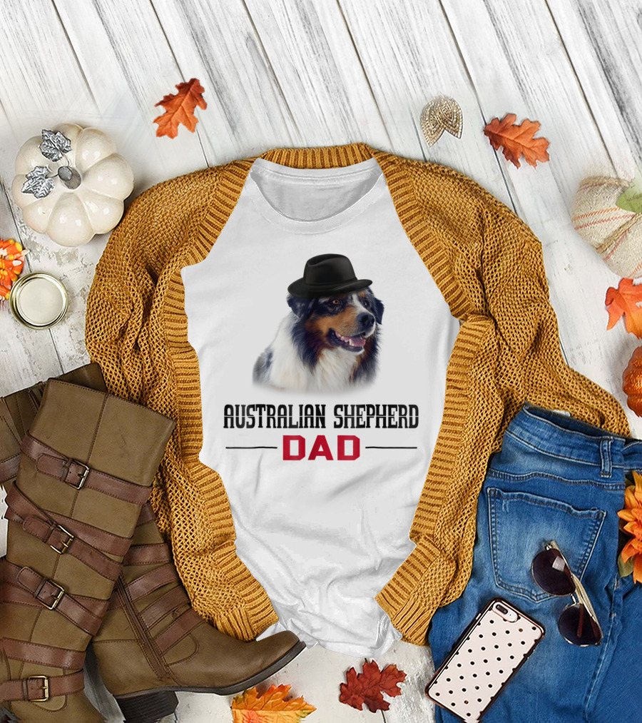 Australian Shepherd Dad Dog Lovers Hat Wearing Shepherd T-Shirt