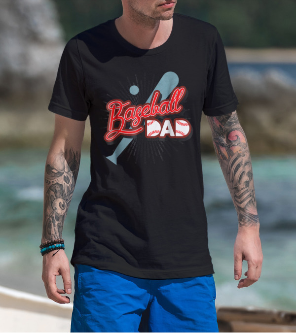 Baseball Dad Cute Dad Sport Bat And Ball T-Shirt