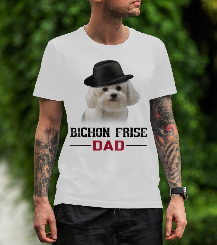 Bichon Frise Dad Puppy Wearing Fedora T-Shirt