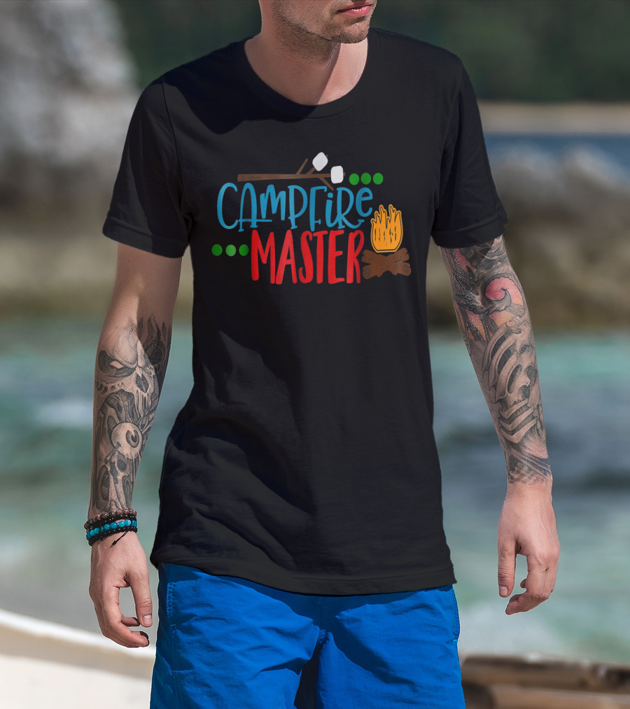 Campfire Master Marshmallows Bonfire Husband Dad Camping S'mores Bonfire80 T-Shirt