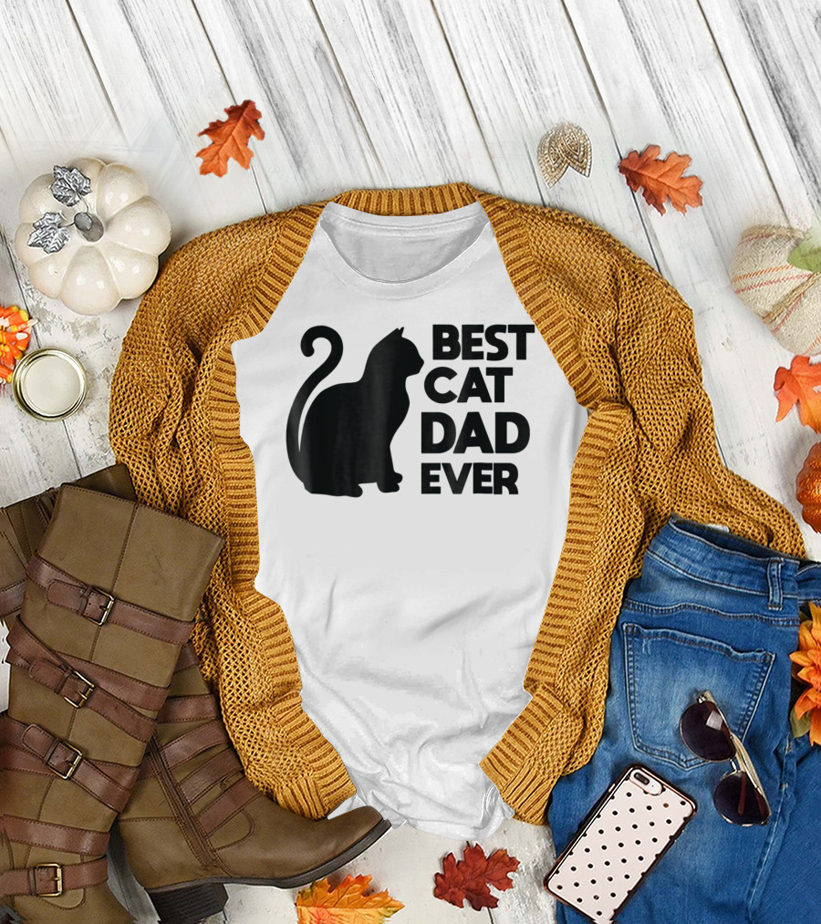 Best Cat Dad Ever Cute Pets Kittens Cat Lover T-Shirt