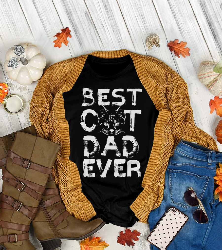 Best Cat Dad Ever Kitty Lover Funny T-Shirt