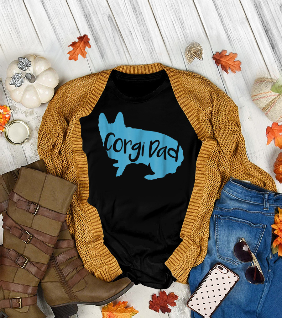 Cute Corgi Dad CorgiLover Welsh Pembroke Dog T-Shirt