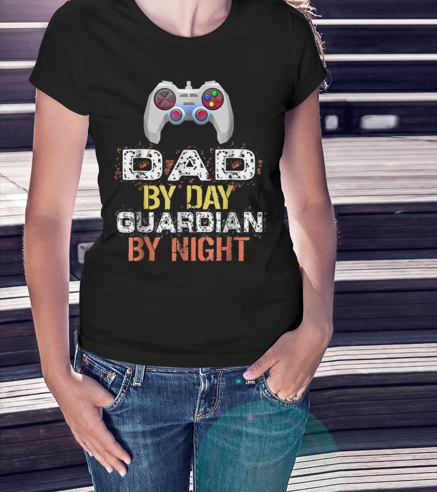 Dad By Day Guardian By Night Video Game Controller T-Shirt