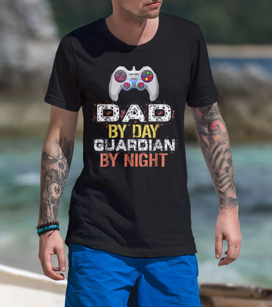 Dad By Day Guardian By Night Video Game Controller T-Shirt