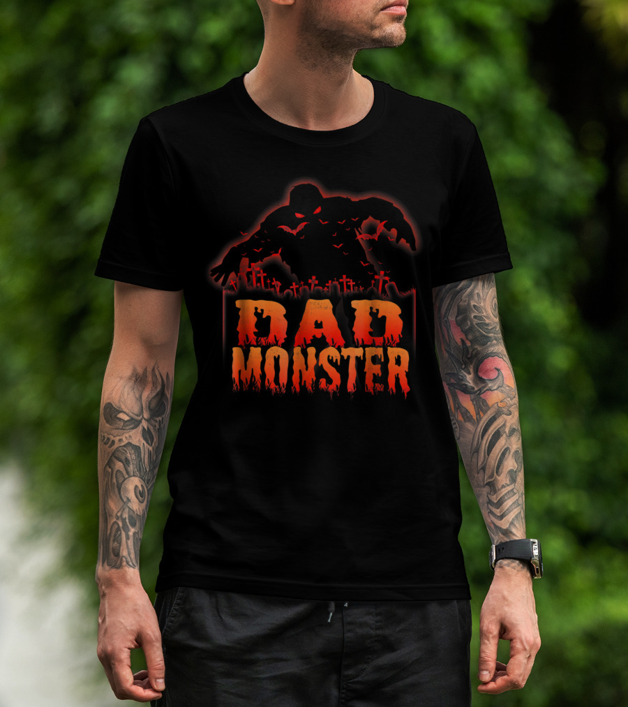 Dad Monster Halloween Graveyard Silhouette Spooky 98 T-Shirt