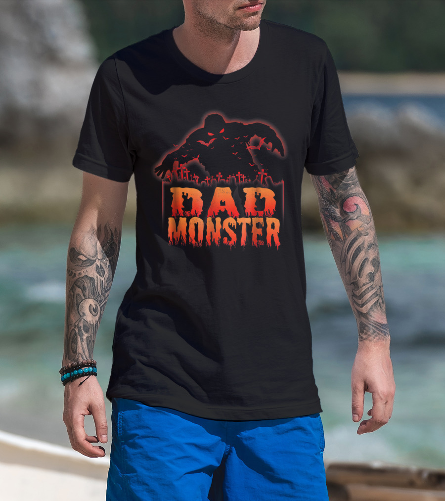 Dad Monster Halloween Graveyard Silhouette Spooky 98 T-Shirt