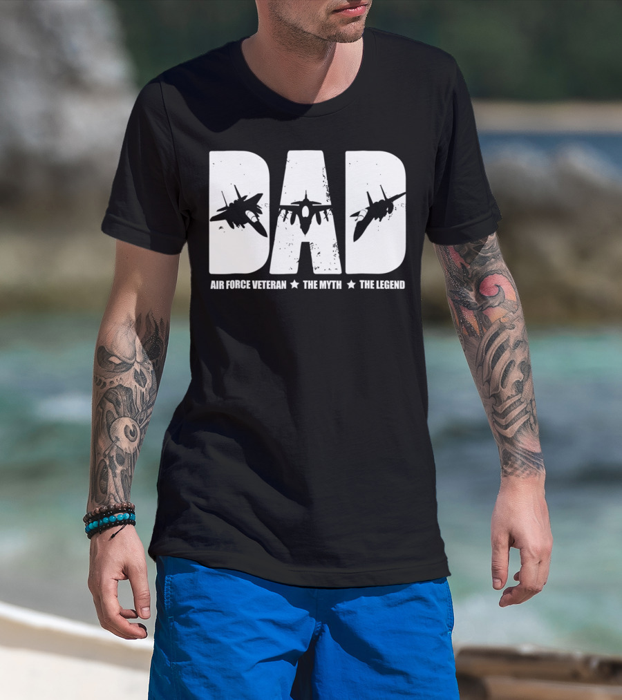 Dad Air Force Veteran The Myth The Legend Fighter Jets T-Shirt